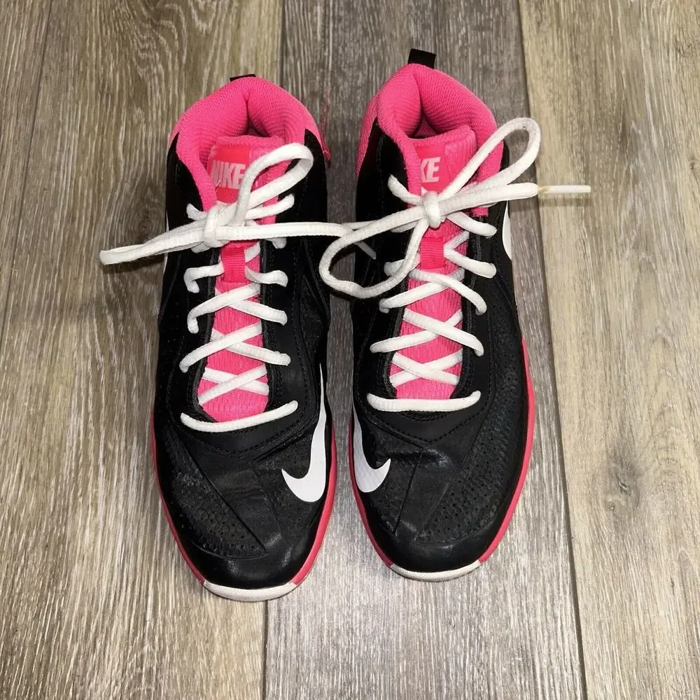 Nike Team Hustle D7 747999-008 Youth US Size 3Y Pink Black White Sneaker Shoes